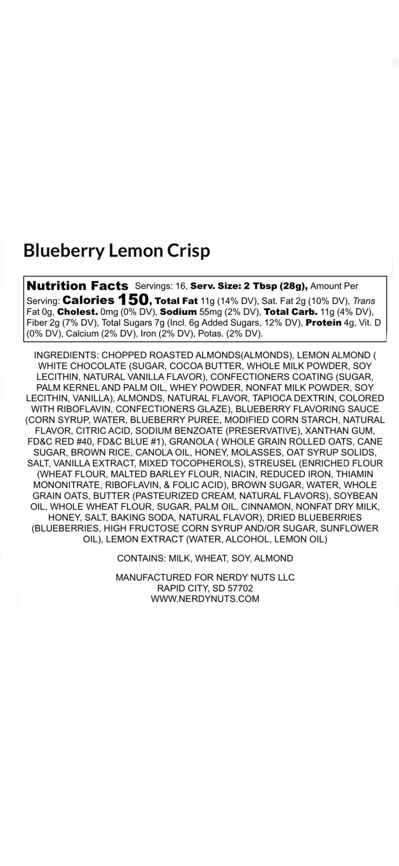 Blueberry Lemon Crisp Almond Butter Treat